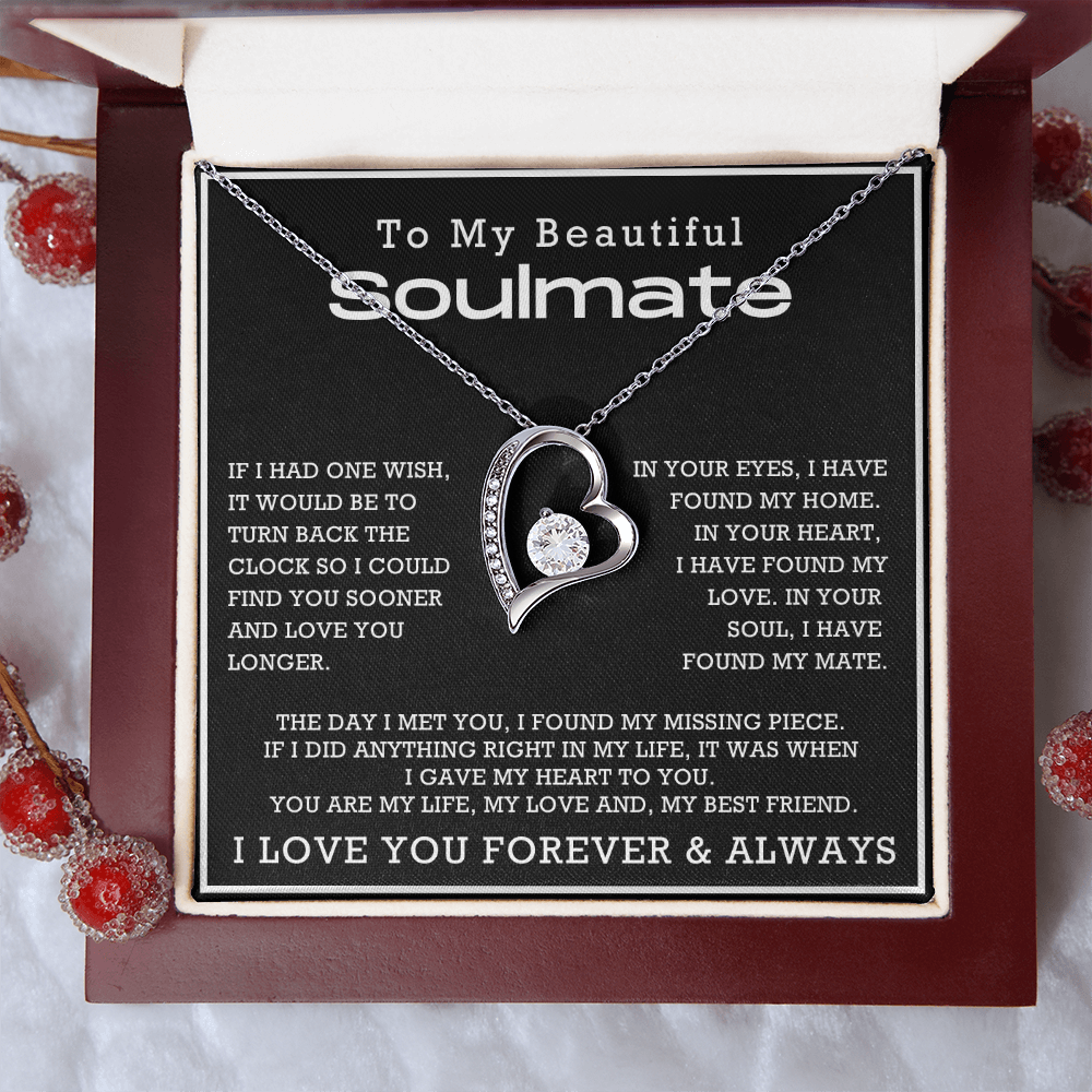 To My Beautiful Soulmate Forever Love Hearts Necklace, Anniversary Gift for Girlfriend with Message Card