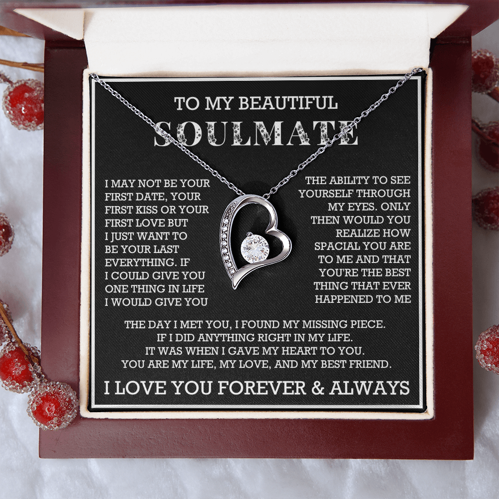 Forever Love To My Soulmate Heart Necklace, Anniversary Soulmate Jewelry, Gift for Girlfriend