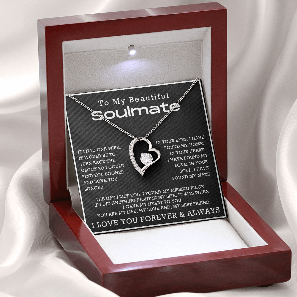 To My Beautiful Soulmate Forever Love Hearts Necklace, Anniversary Gift for Girlfriend with Message Card