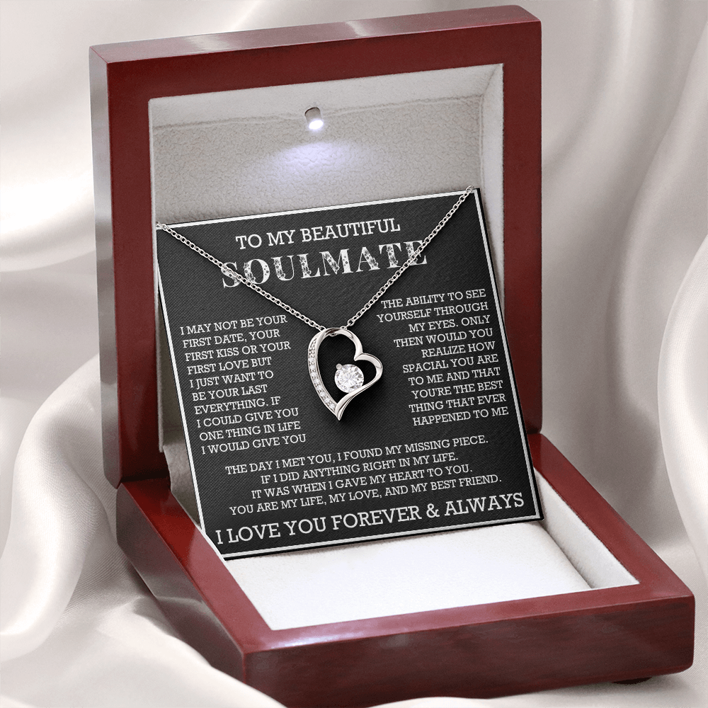 Forever Love To My Soulmate Heart Necklace, Anniversary Soulmate Jewelry, Gift for Girlfriend