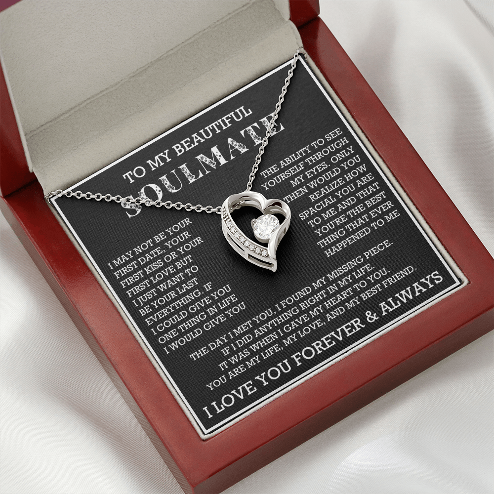 Forever Love To My Soulmate Heart Necklace, Anniversary Soulmate Jewelry, Gift for Girlfriend