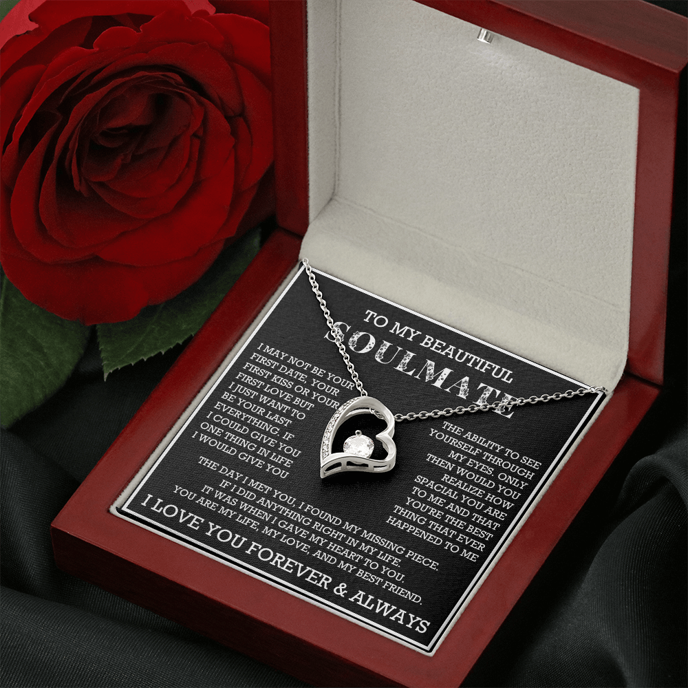 Forever Love To My Soulmate Heart Necklace, Anniversary Soulmate Jewelry, Gift for Girlfriend