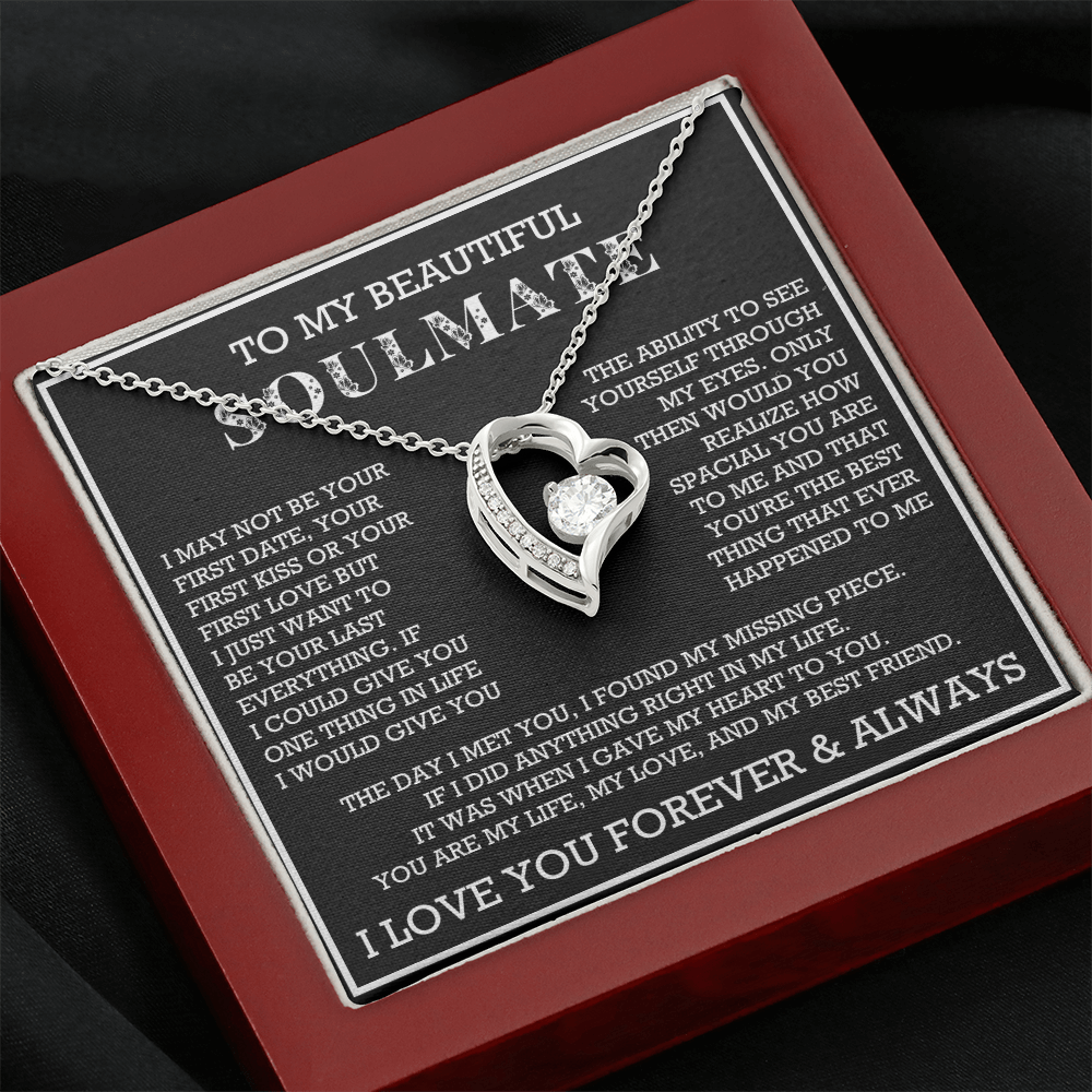 Forever Love To My Soulmate Heart Necklace, Anniversary Soulmate Jewelry, Gift for Girlfriend