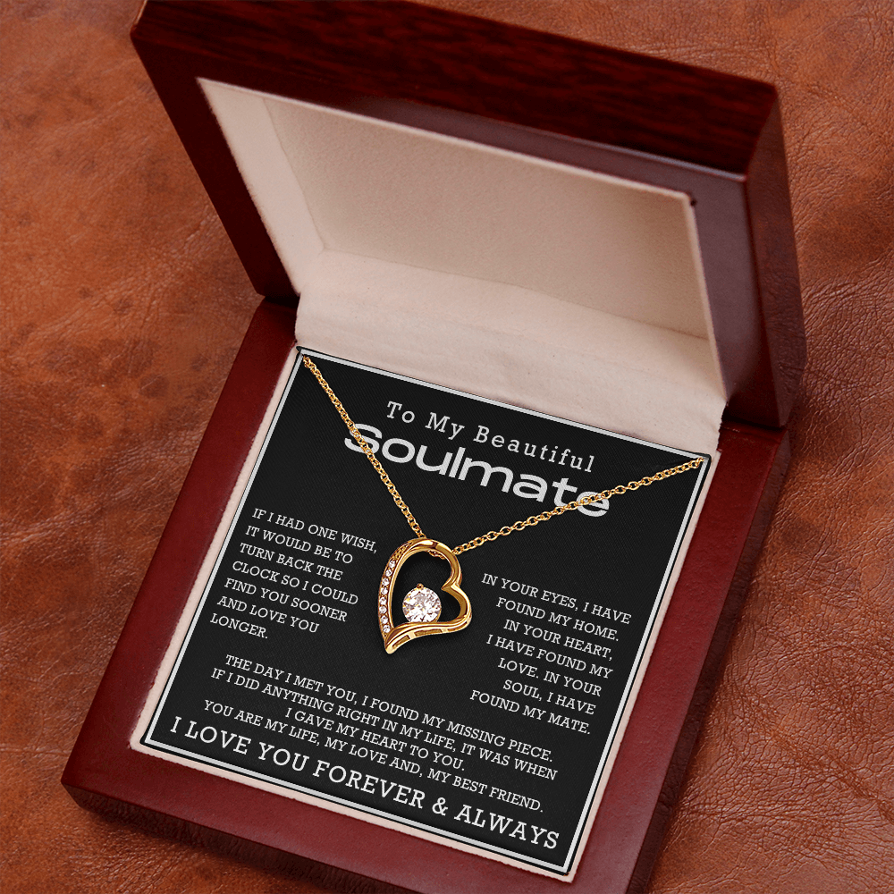 To My Beautiful Soulmate Forever Love Hearts Necklace, Anniversary Gift for Girlfriend with Message Card