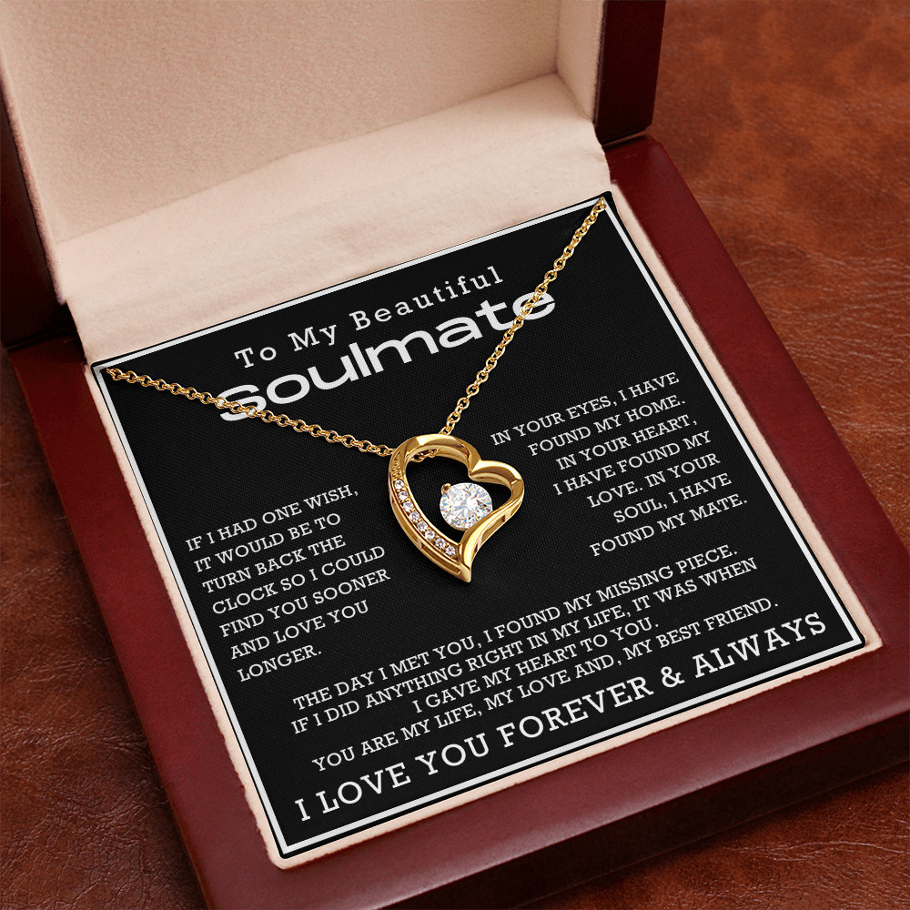 To My Beautiful Soulmate Forever Love Hearts Necklace, Anniversary Gift for Girlfriend with Message Card