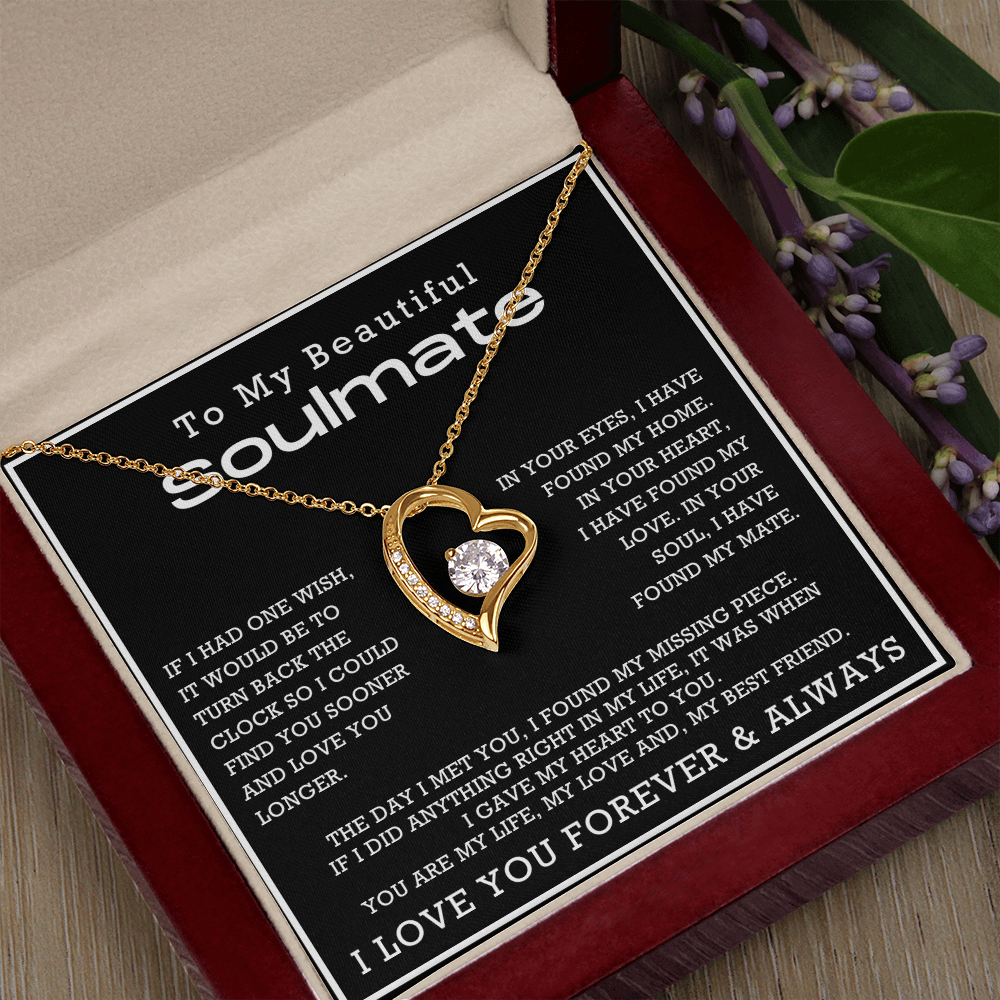To My Beautiful Soulmate Forever Love Hearts Necklace, Anniversary Gift for Girlfriend with Message Card