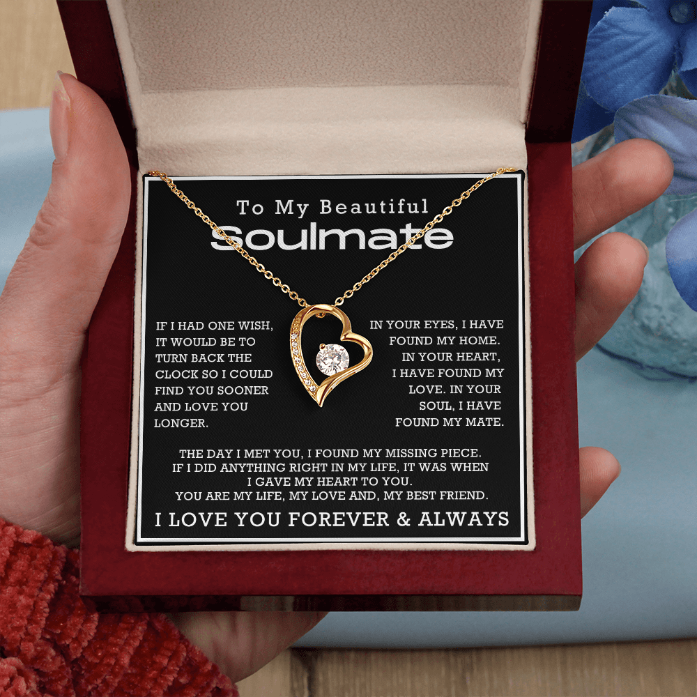 To My Beautiful Soulmate Forever Love Hearts Necklace, Anniversary Gift for Girlfriend with Message Card
