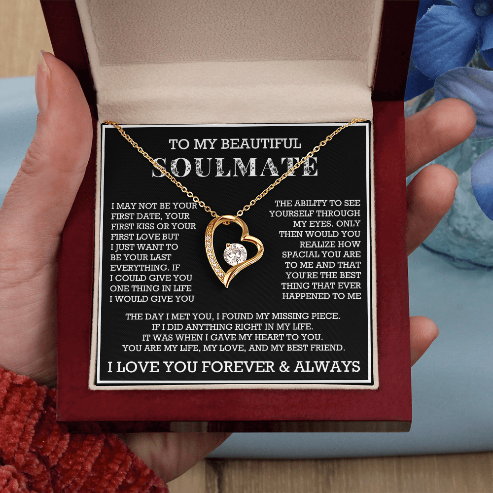 Forever Love To My Soulmate Heart Necklace, Anniversary Soulmate Jewelry, Gift for Girlfriend