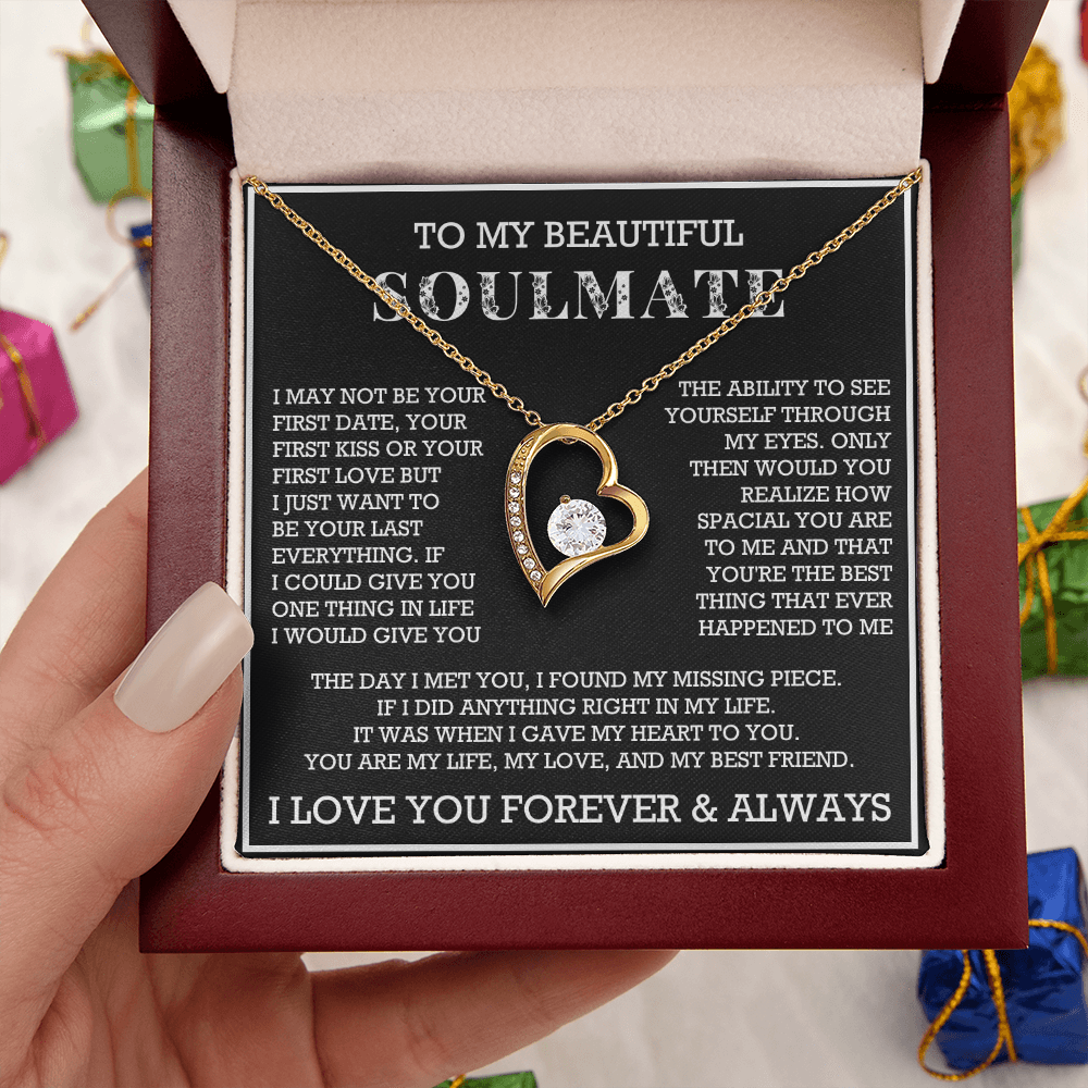 Forever Love To My Soulmate Heart Necklace, Anniversary Soulmate Jewelry, Gift for Girlfriend