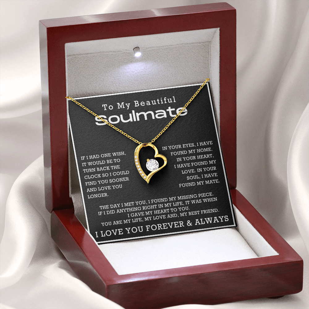 To My Beautiful Soulmate Forever Love Hearts Necklace, Anniversary Gift for Girlfriend with Message Card