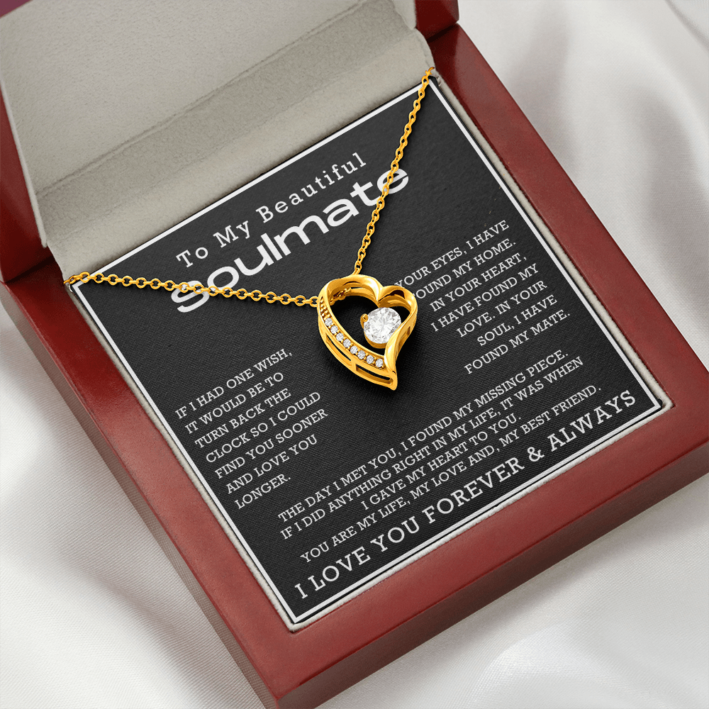 To My Beautiful Soulmate Forever Love Hearts Necklace, Anniversary Gift for Girlfriend with Message Card