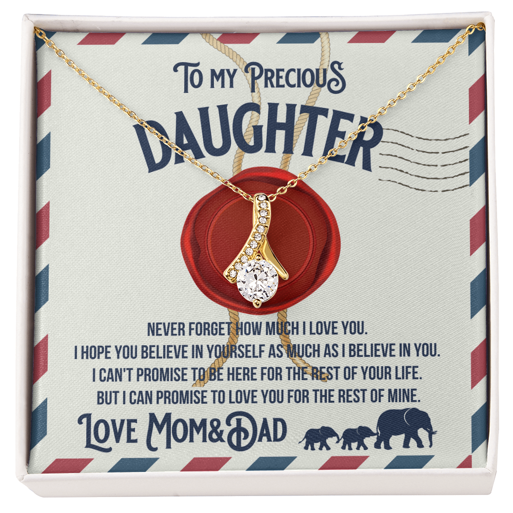 To my precious Daughter, Alluring Beauty Yellow and White Gold Necklace with Message card