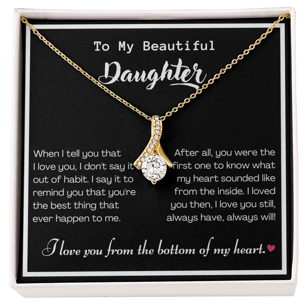 To my Beautiful Daughter, Alluring Beauty Yellow and White Gold Necklace with Message card