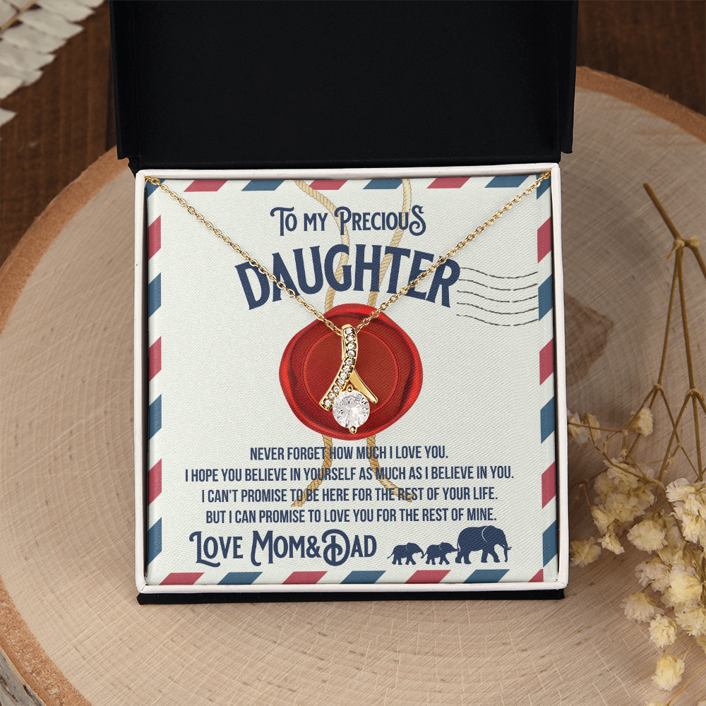 To my precious Daughter, Alluring Beauty Yellow and White Gold Necklace with Message card