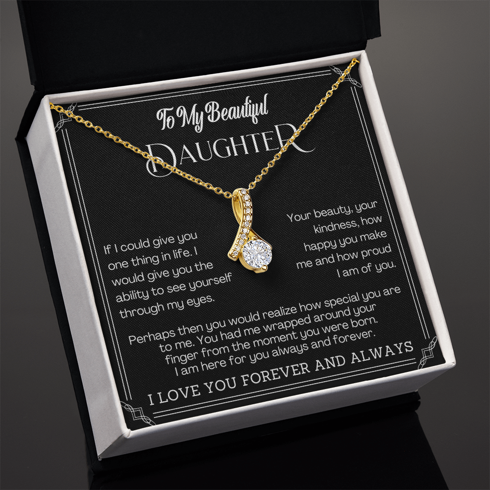 Alluring Beauty Yellow and White Gold Necklace for Daughter with Message card