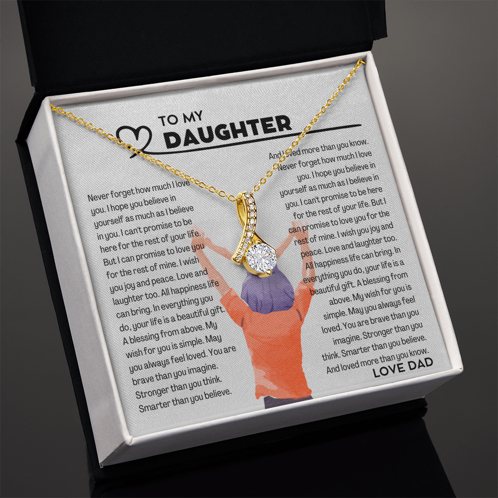 To my Daughter from Dad, Alluring Beauty Yellow and White Gold Necklace with Message card