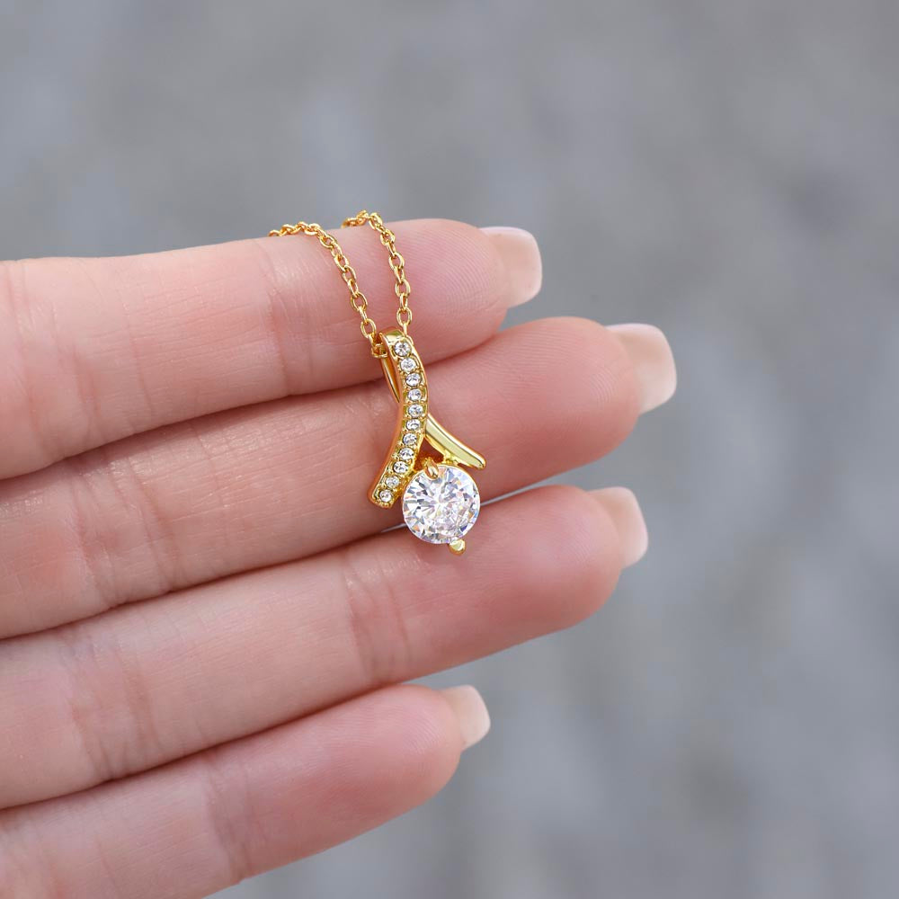 Alluring Beauty To my Daughter Yellow and White Gold Necklace with Message card