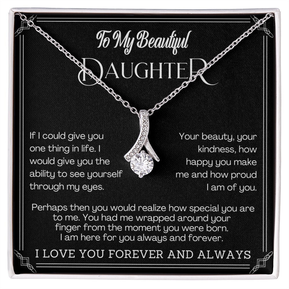 Alluring Beauty Yellow and White Gold Necklace for Daughter with Message card