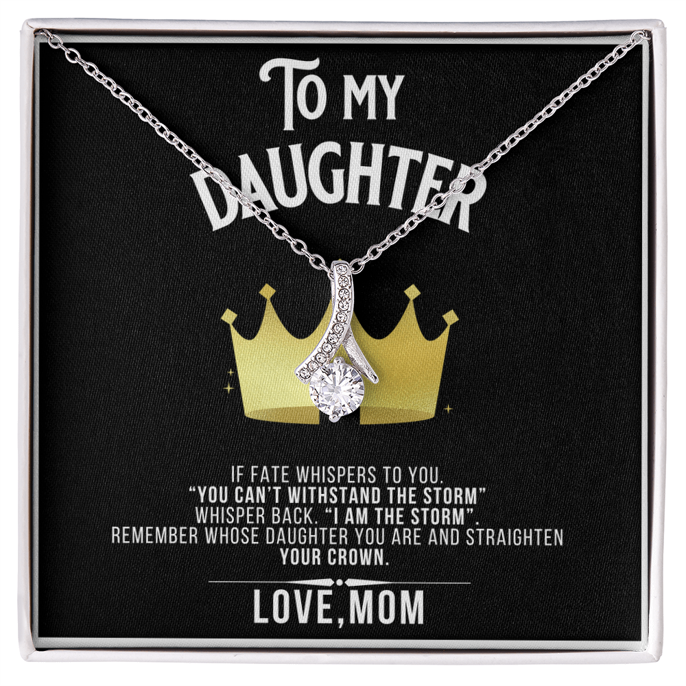 Alluring Beauty To my Daughter Yellow and White Gold Necklace with Message card