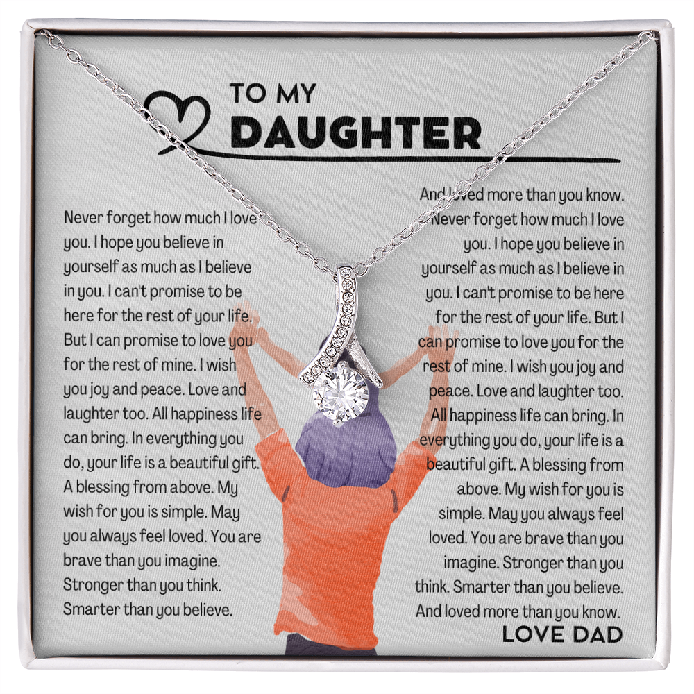 To my Daughter from Dad, Alluring Beauty Yellow and White Gold Necklace with Message card