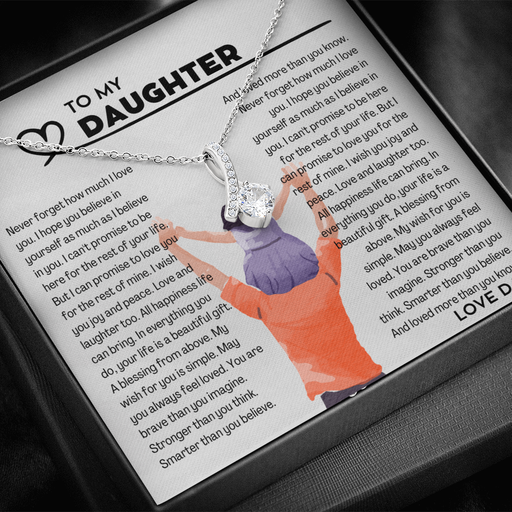 To my Daughter from Dad, Alluring Beauty Yellow and White Gold Necklace with Message card