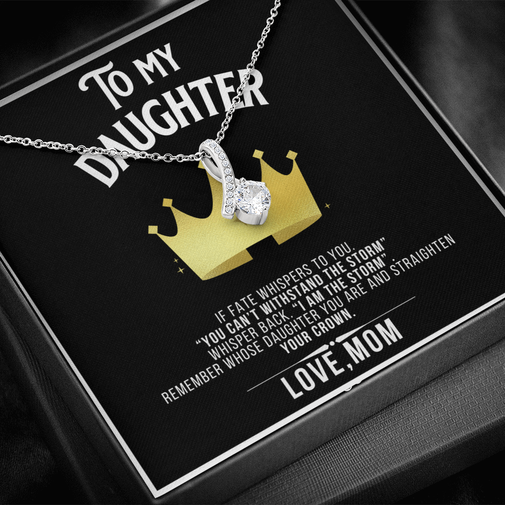 Alluring Beauty To my Daughter Yellow and White Gold Necklace with Message card