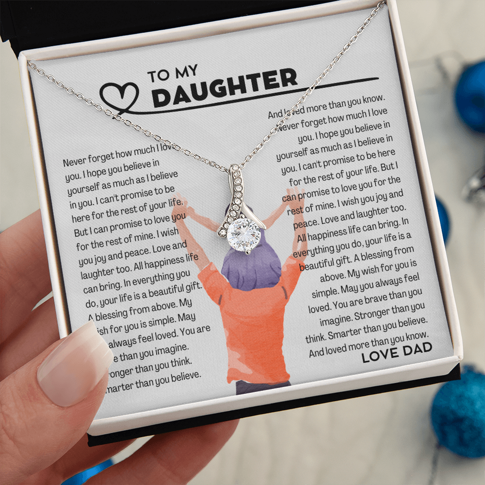 To my Daughter from Dad, Alluring Beauty Yellow and White Gold Necklace with Message card