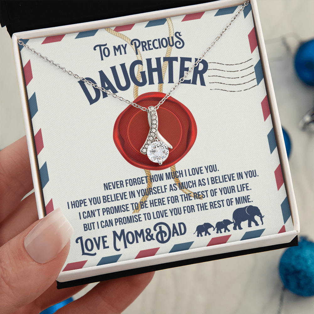 To my precious Daughter, Alluring Beauty Yellow and White Gold Necklace with Message card