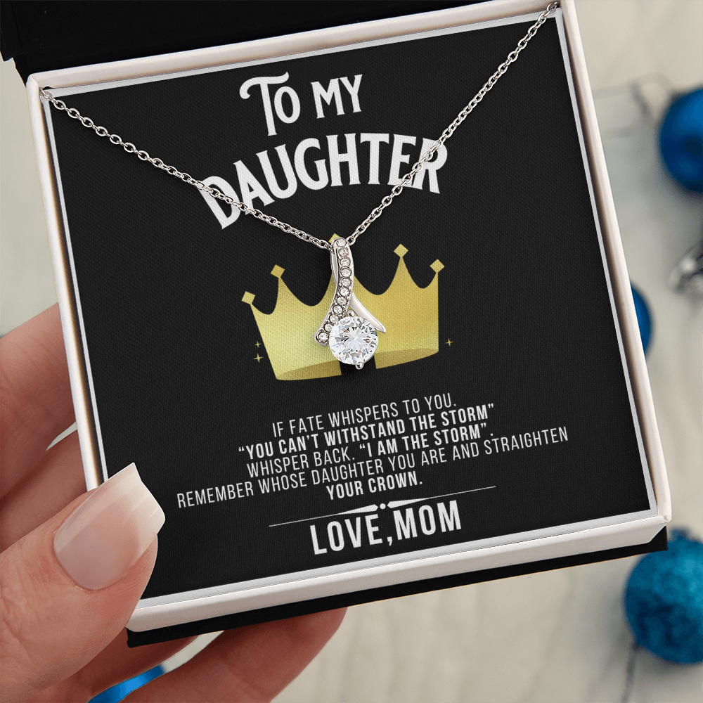 Alluring Beauty To my Daughter Yellow and White Gold Necklace with Message card