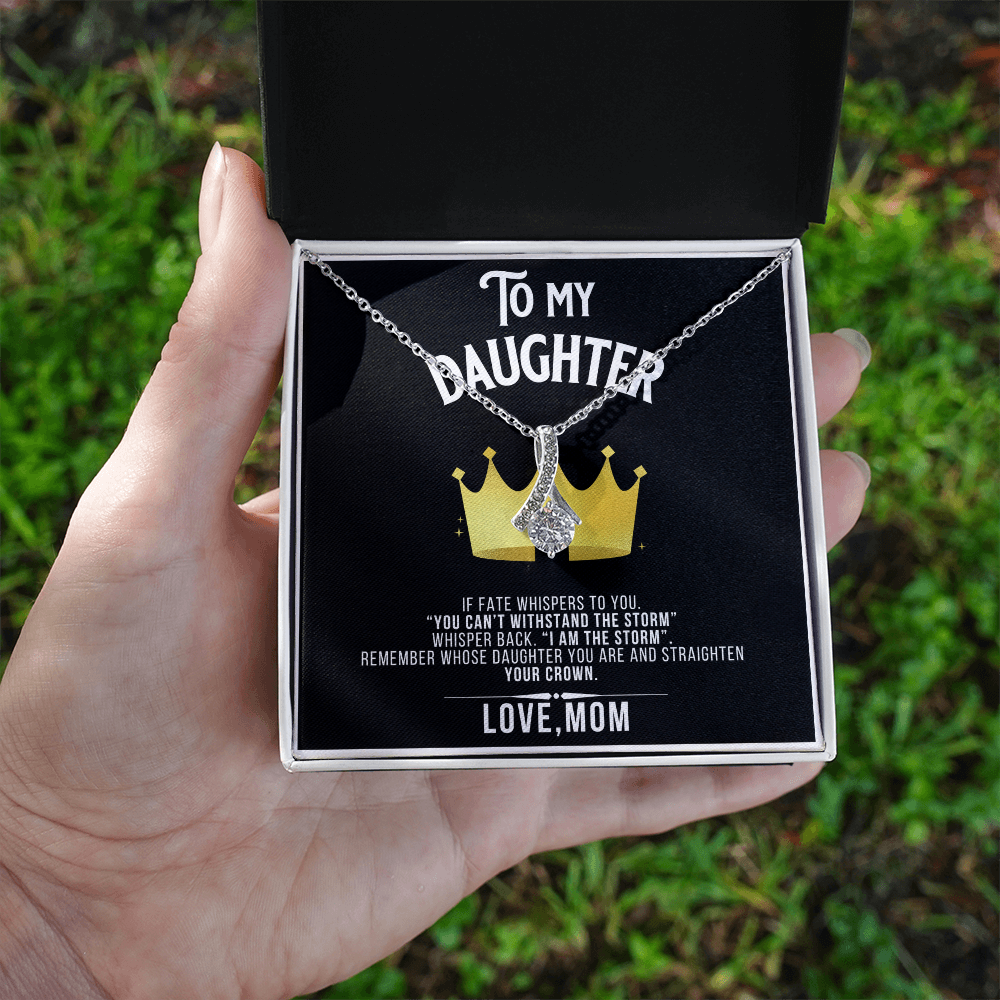 Alluring Beauty To my Daughter Yellow and White Gold Necklace with Message card