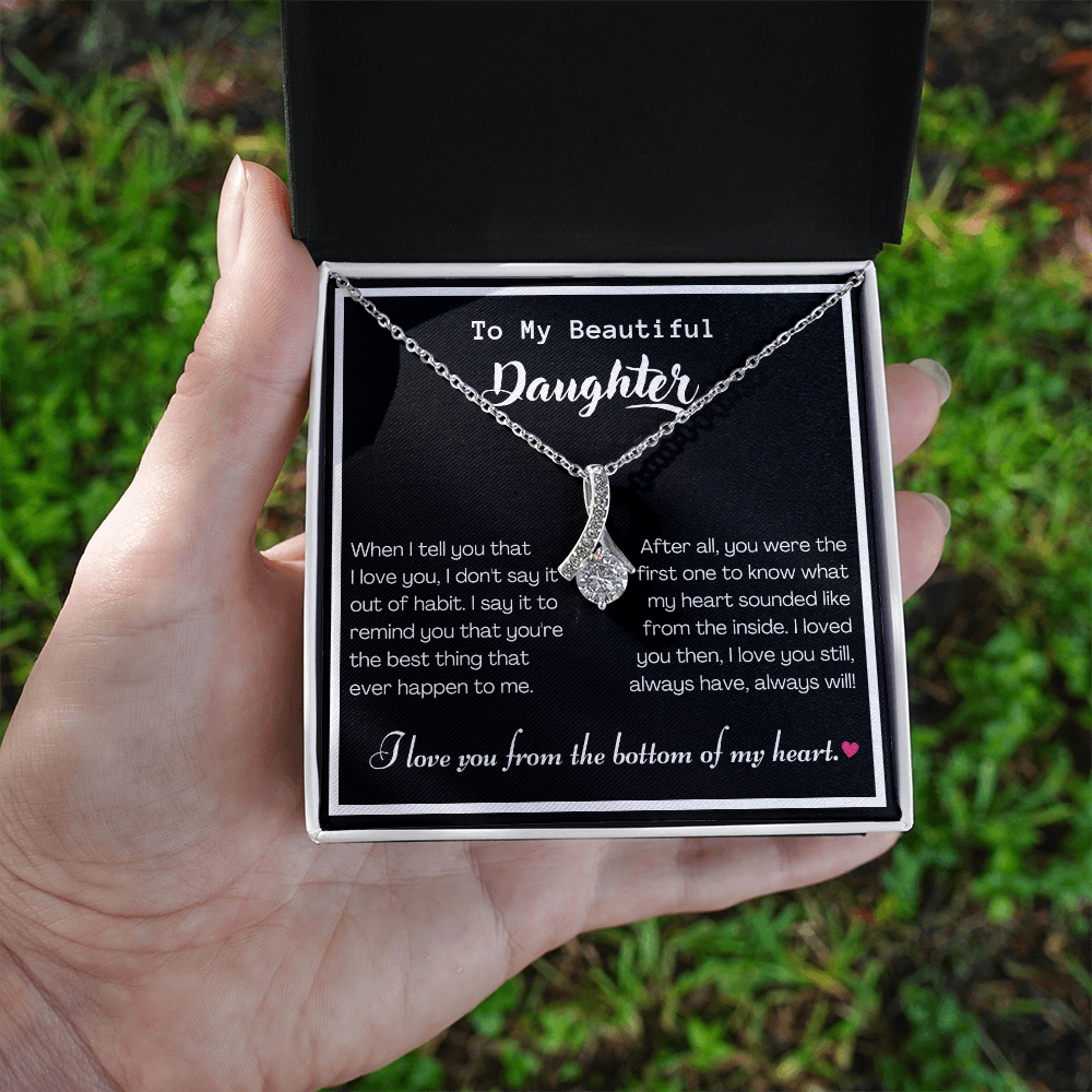 To my Beautiful Daughter, Alluring Beauty Yellow and White Gold Necklace with Message card