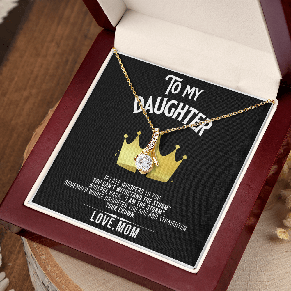 Alluring Beauty To my Daughter Yellow and White Gold Necklace with Message card