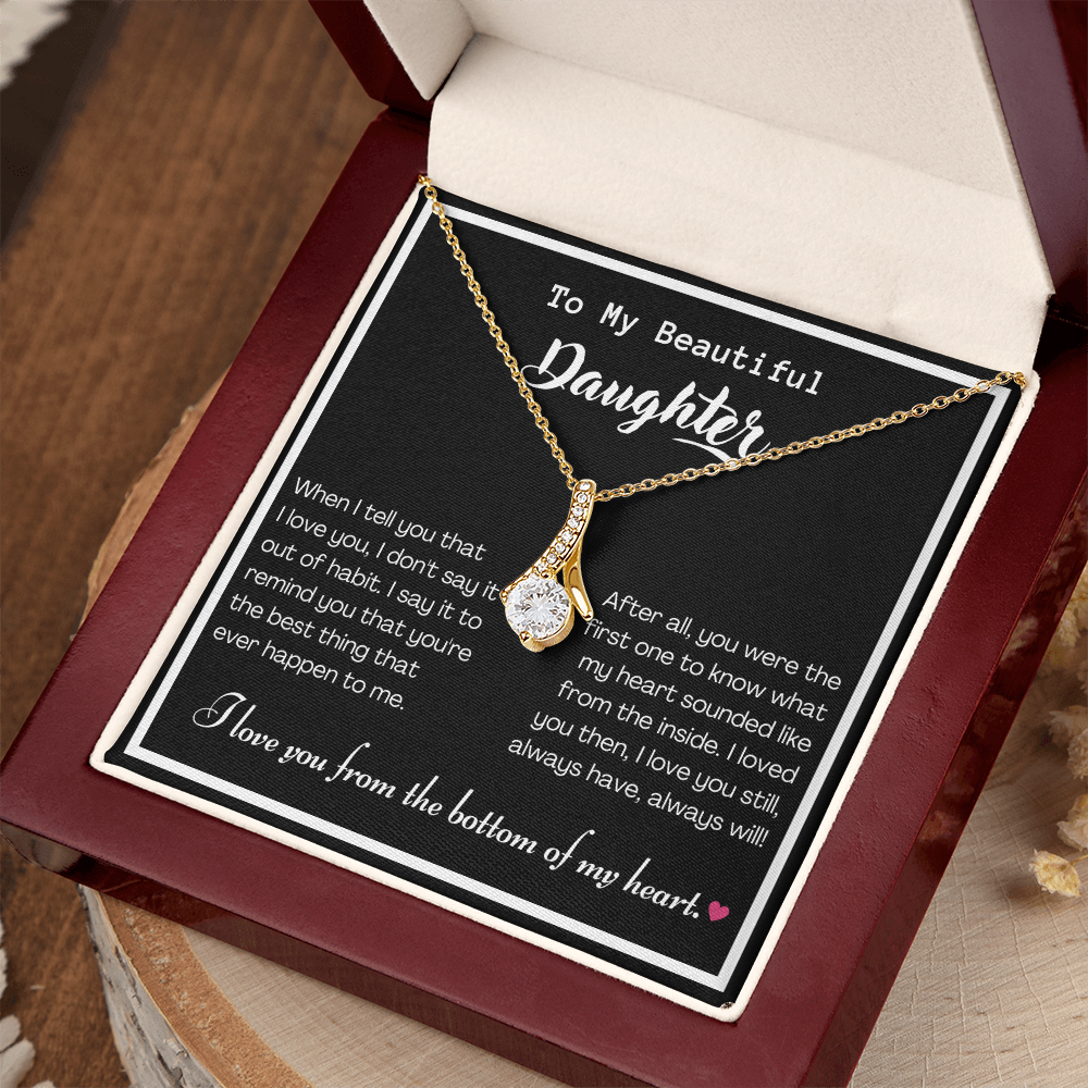 To my Beautiful Daughter, Alluring Beauty Yellow and White Gold Necklace with Message card