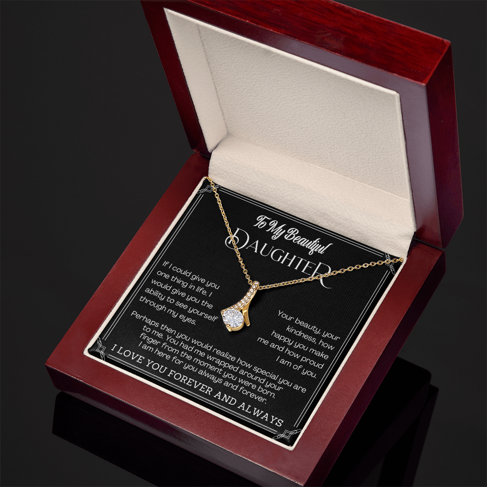 Alluring Beauty Yellow and White Gold Necklace for Daughter with Message card