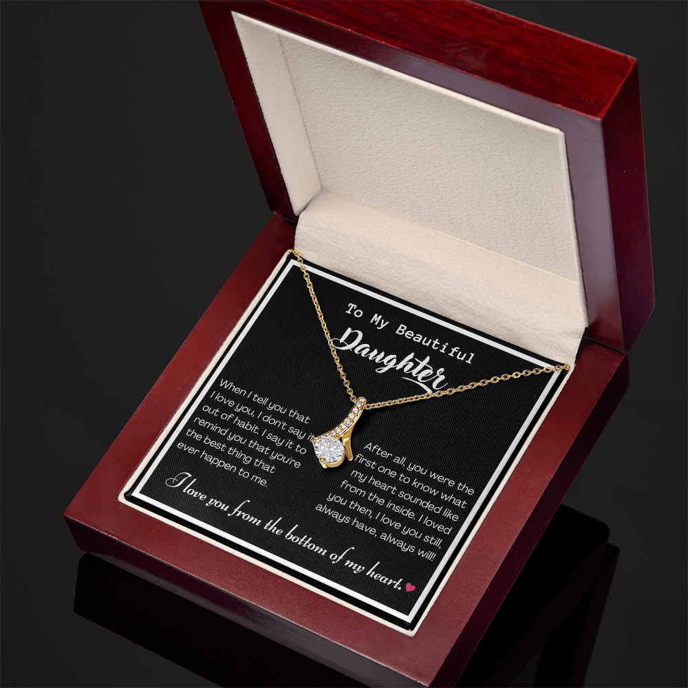 To my Beautiful Daughter, Alluring Beauty Yellow and White Gold Necklace with Message card