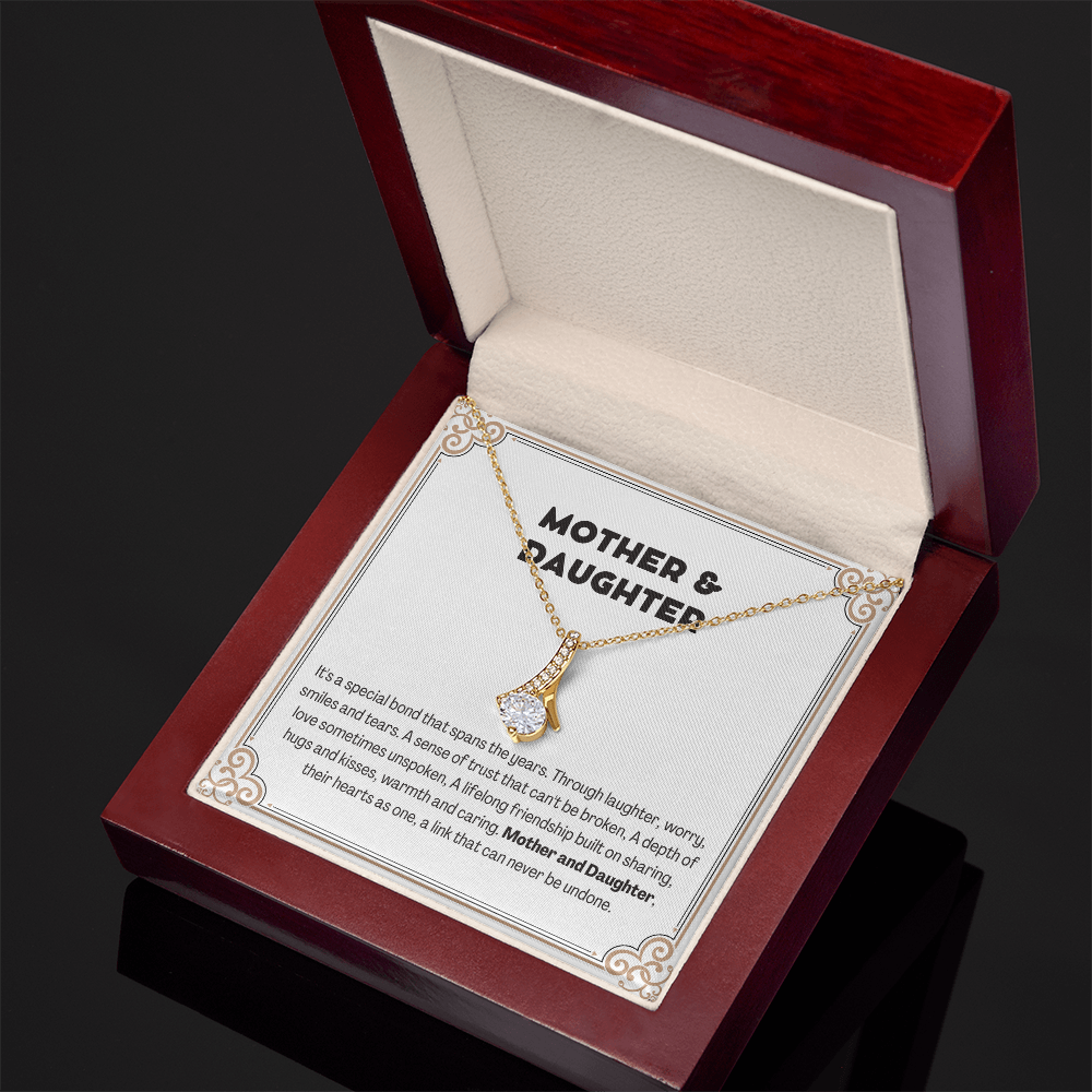 Alluring Beauty Yellow and White Gold Mother and Daughter Necklace with Message card