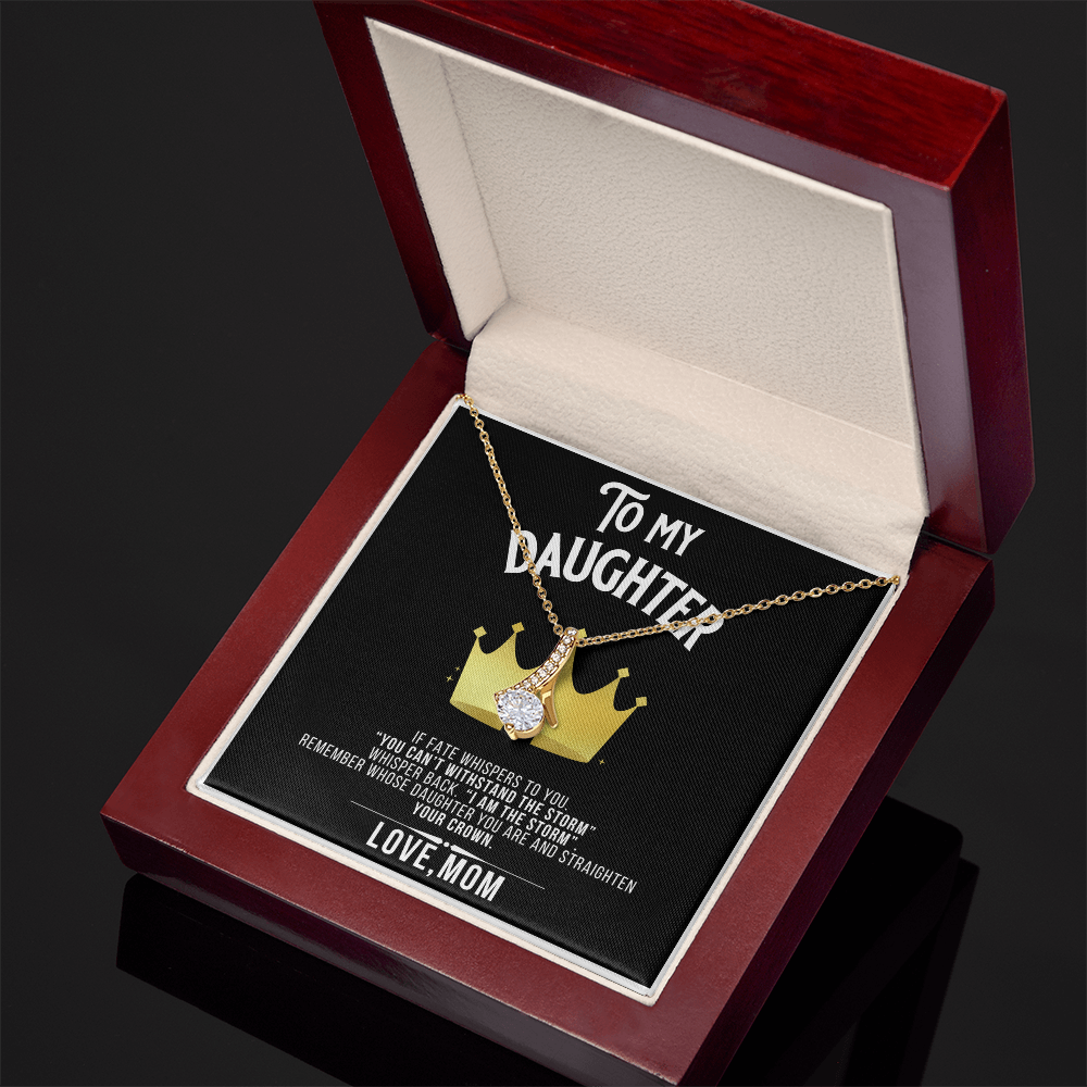Alluring Beauty To my Daughter Yellow and White Gold Necklace with Message card