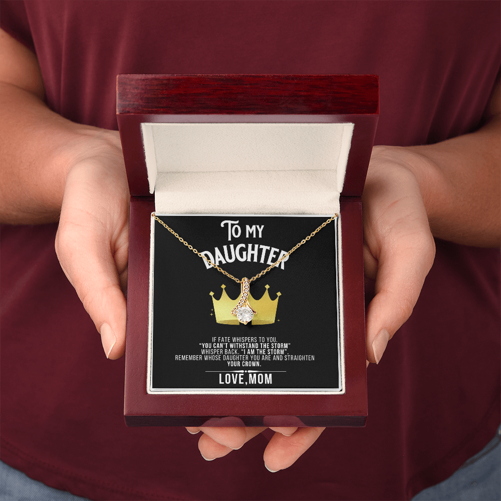 Alluring Beauty To my Daughter Yellow and White Gold Necklace with Message card