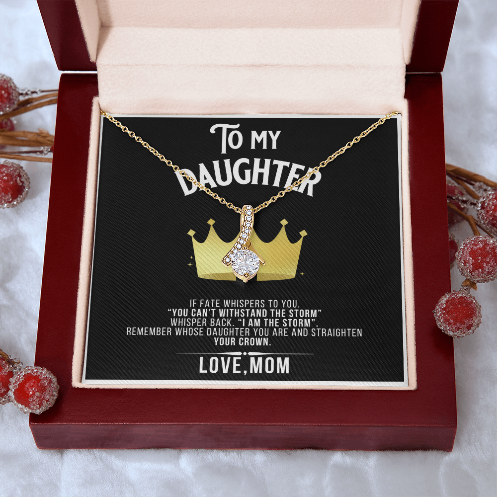 Alluring Beauty To my Daughter Yellow and White Gold Necklace with Message card