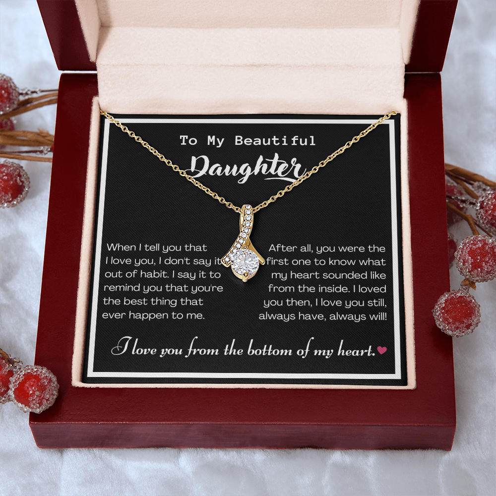 To my Beautiful Daughter, Alluring Beauty Yellow and White Gold Necklace with Message card