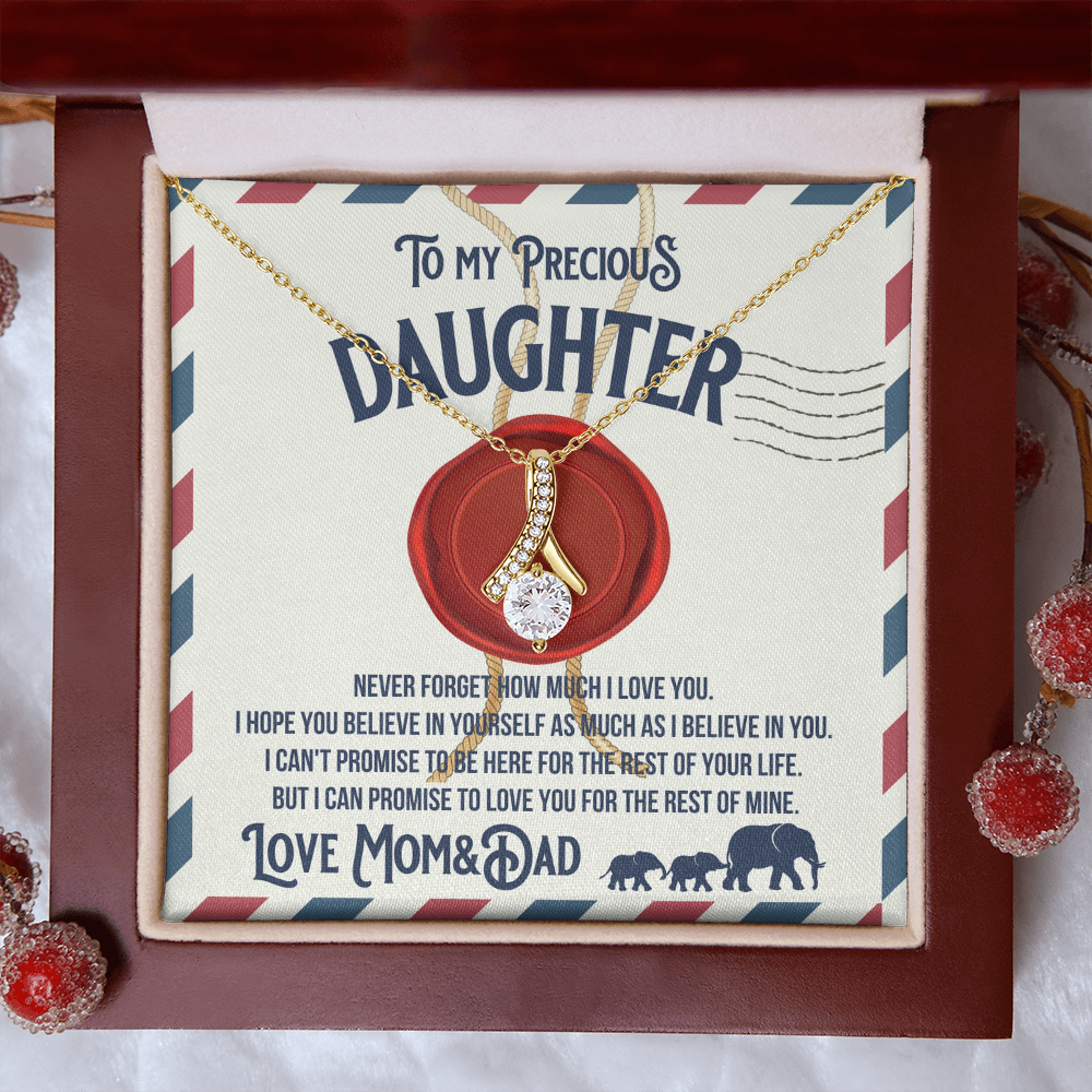 To my precious Daughter, Alluring Beauty Yellow and White Gold Necklace with Message card