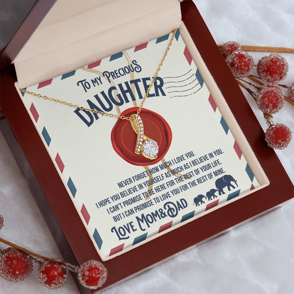 To my precious Daughter, Alluring Beauty Yellow and White Gold Necklace with Message card