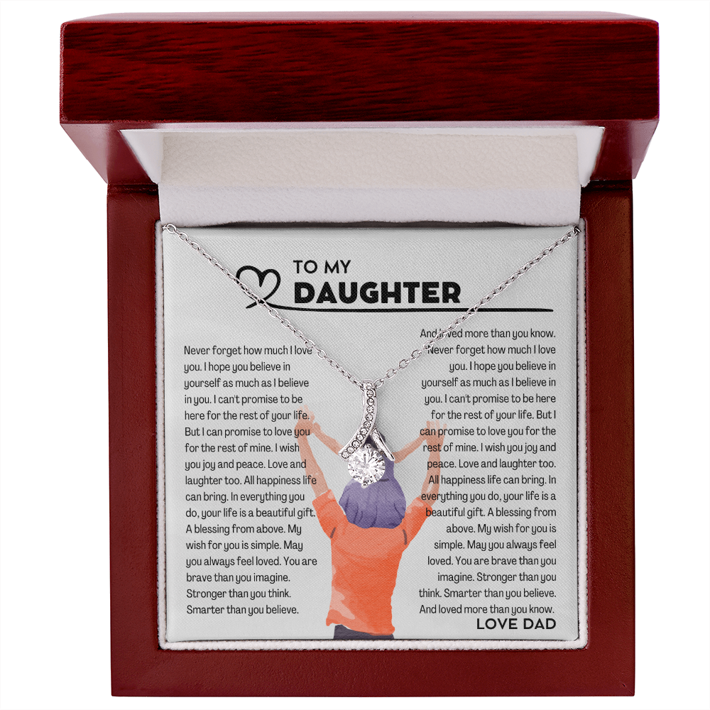 To my Daughter from Dad, Alluring Beauty Yellow and White Gold Necklace with Message card