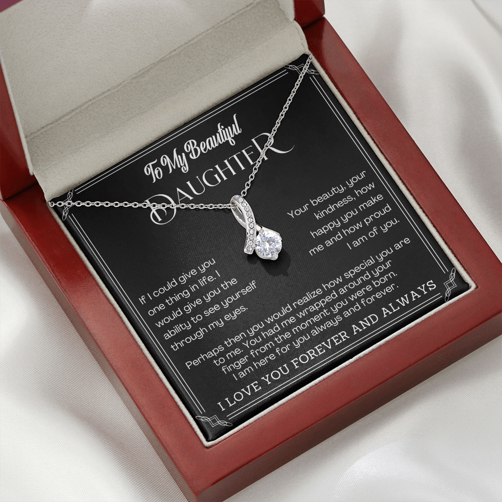 Alluring Beauty Yellow and White Gold Necklace for Daughter with Message card