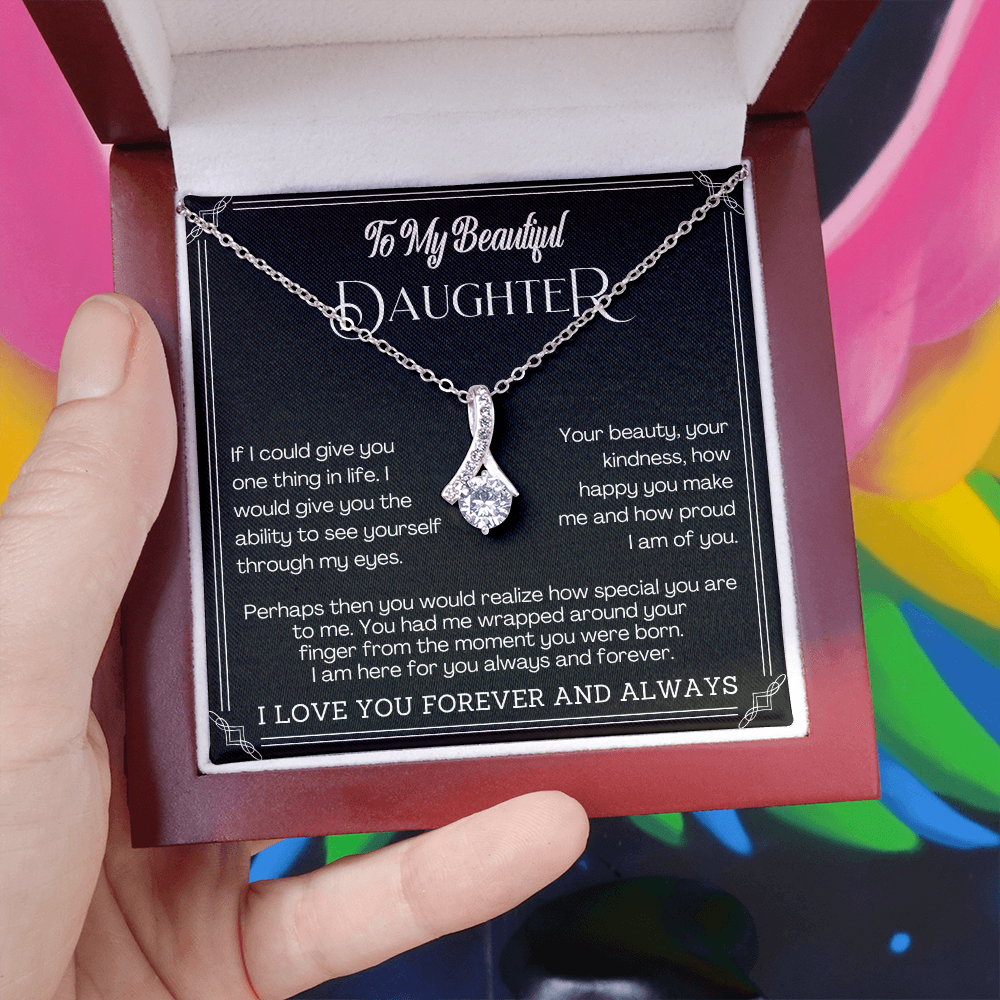Alluring Beauty Yellow and White Gold Necklace for Daughter with Message card
