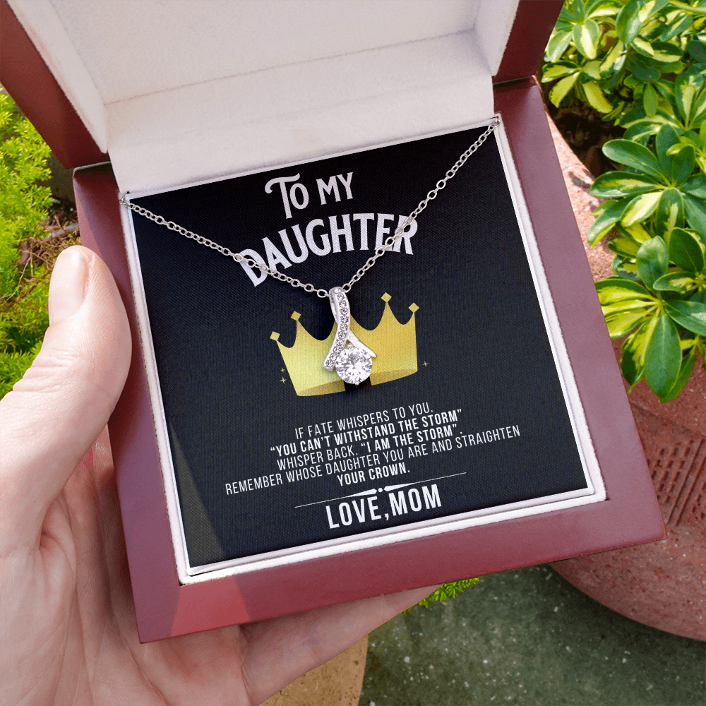 Alluring Beauty To my Daughter Yellow and White Gold Necklace with Message card