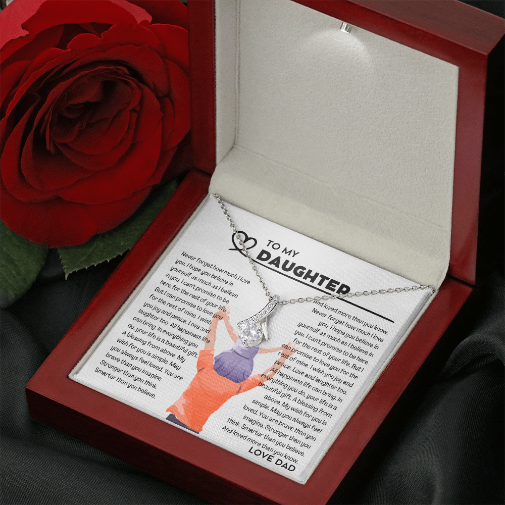 To my Daughter from Dad, Alluring Beauty Yellow and White Gold Necklace with Message card