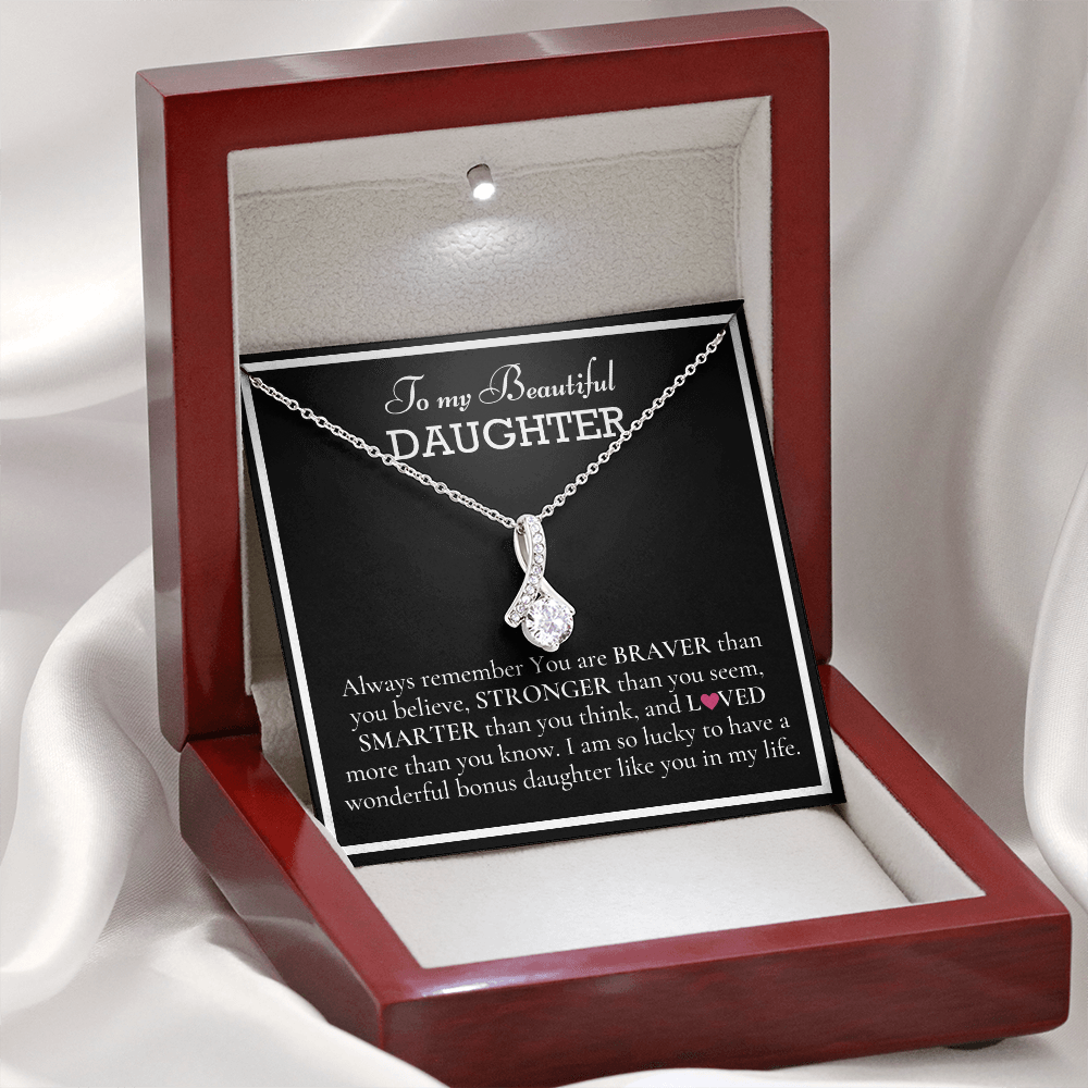 To my Beautiful Daughter, Alluring Beauty Yellow and White Gold Necklace with a Message card