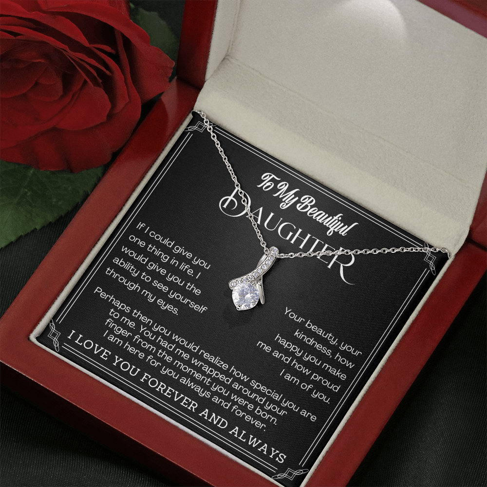 Alluring Beauty Yellow and White Gold Necklace for Daughter with Message card