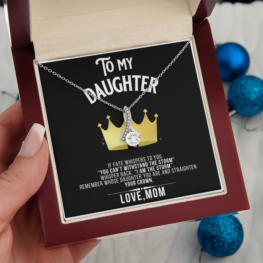 Alluring Beauty To my Daughter Yellow and White Gold Necklace with Message card